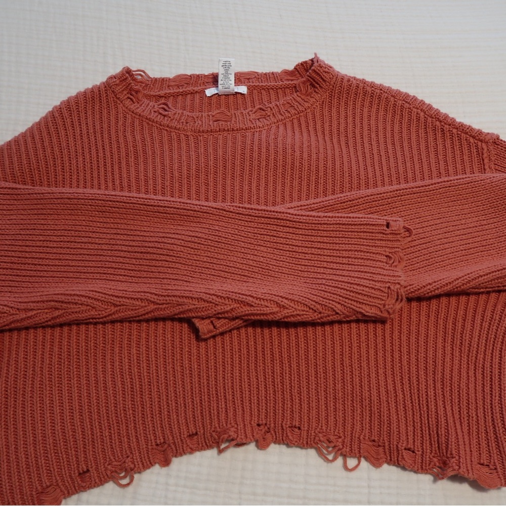 Full Tilt Terracotta Crew Neck Sweater